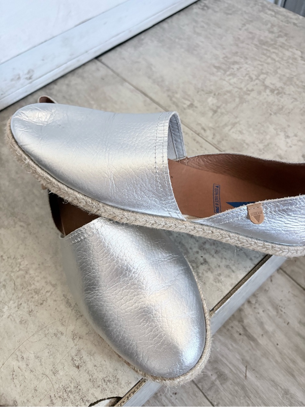 Women's Metallic Silver Espadrille Slip-On Flats